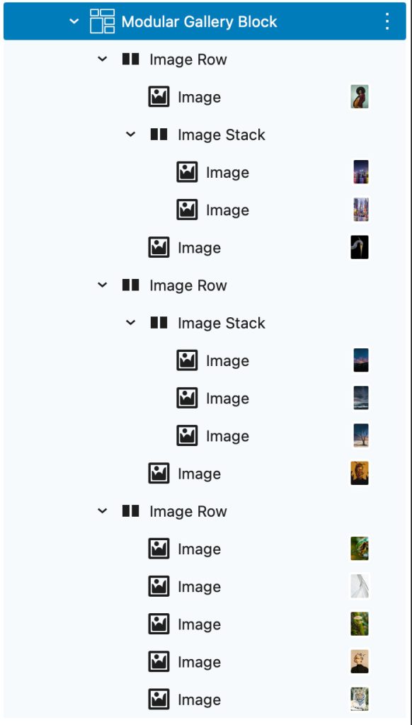 The left hand List View makes it easy to re-arrange your gallery. 