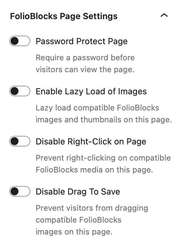 FolioBlocks Page/Post Settings