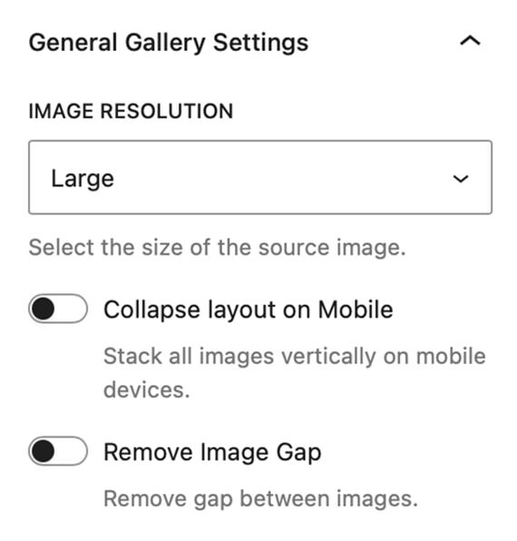 Modular Gallery Block - General Gallery Settings