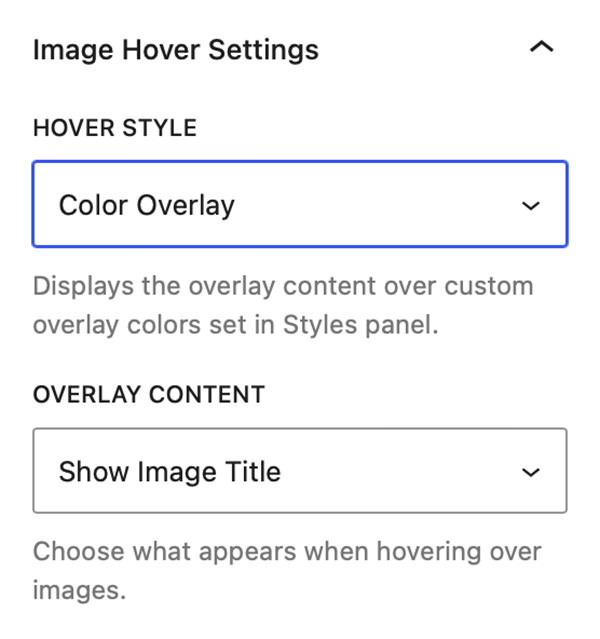 Image Block - Hover Settings 