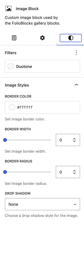 Image Block Styles Panel