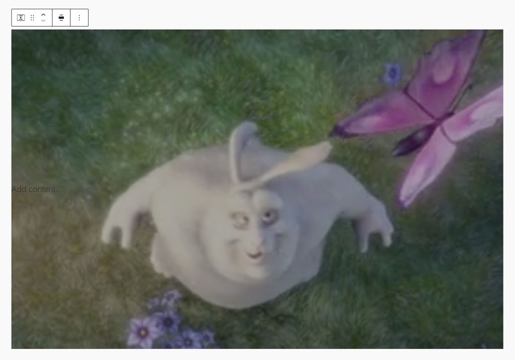 Background Video Block added into the editor with the width set to wide width. 