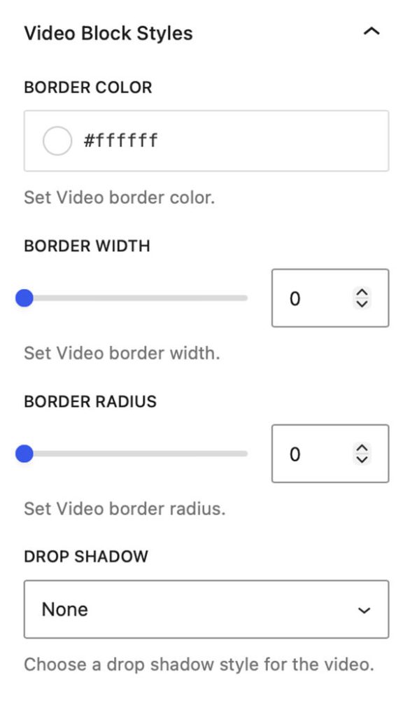 Video Block Styles