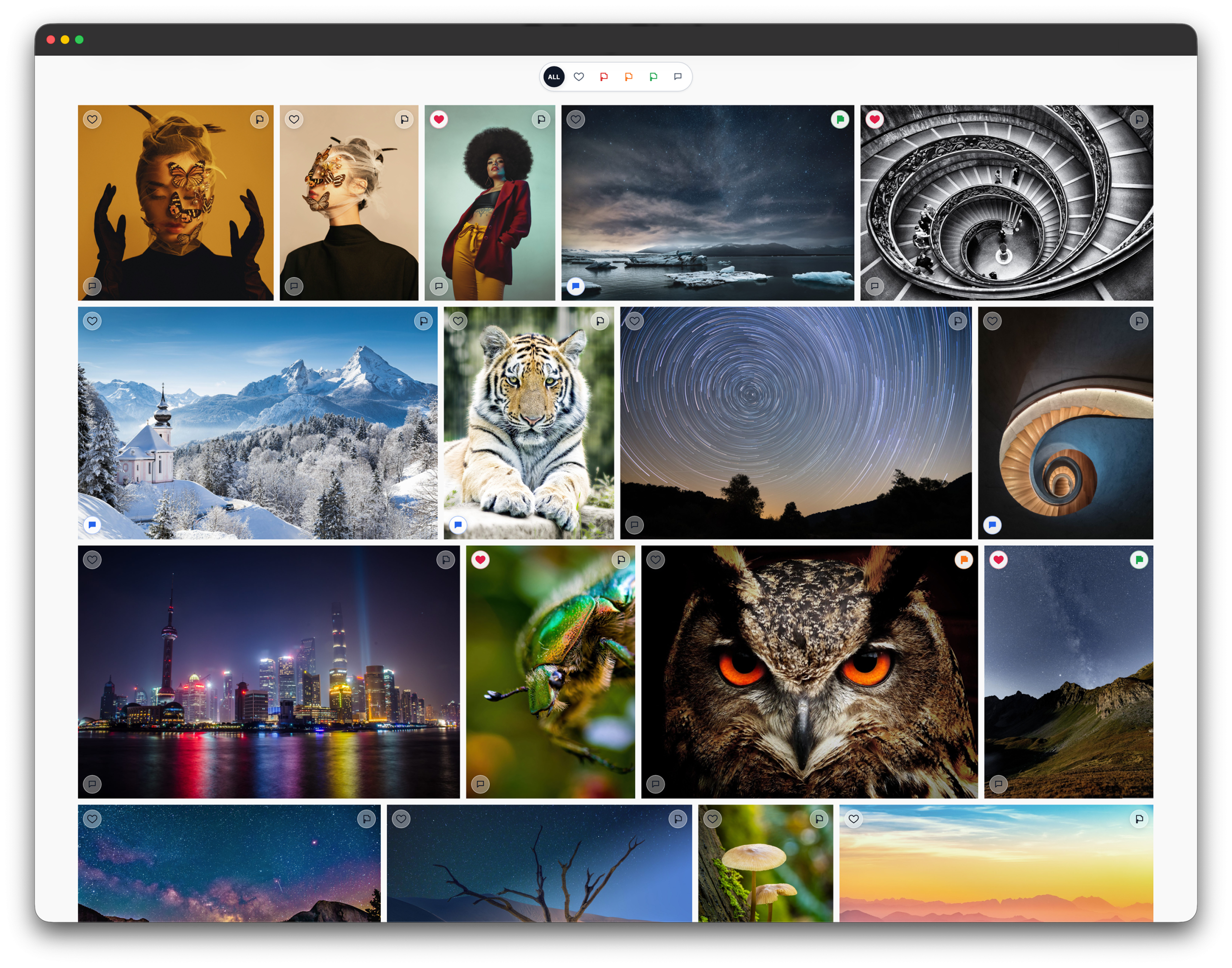 Front-end example of a Proofing Gallery with the style set to Justified. 