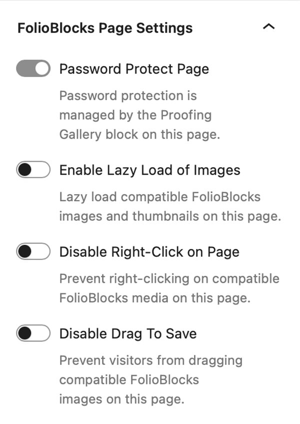 FolioBlocks Page/Post Settings