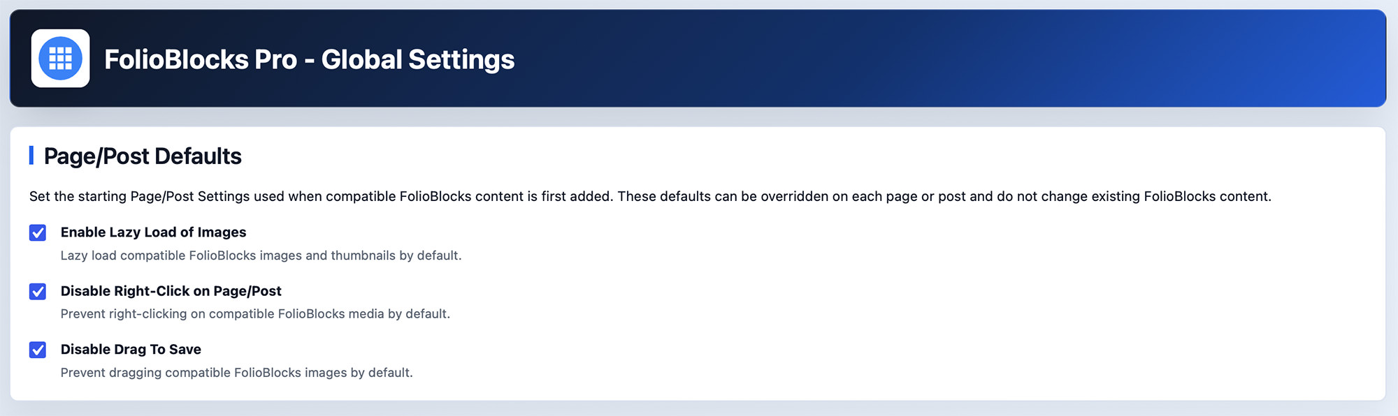 Page/Post Settings Now Available in Global Settings